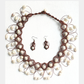 South Sea Cultured White Baroque Pearl Necklace & Earrings (Woven)