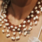 South Sea Cultured White Baroque Pearl Necklace & Earrings (Woven)
