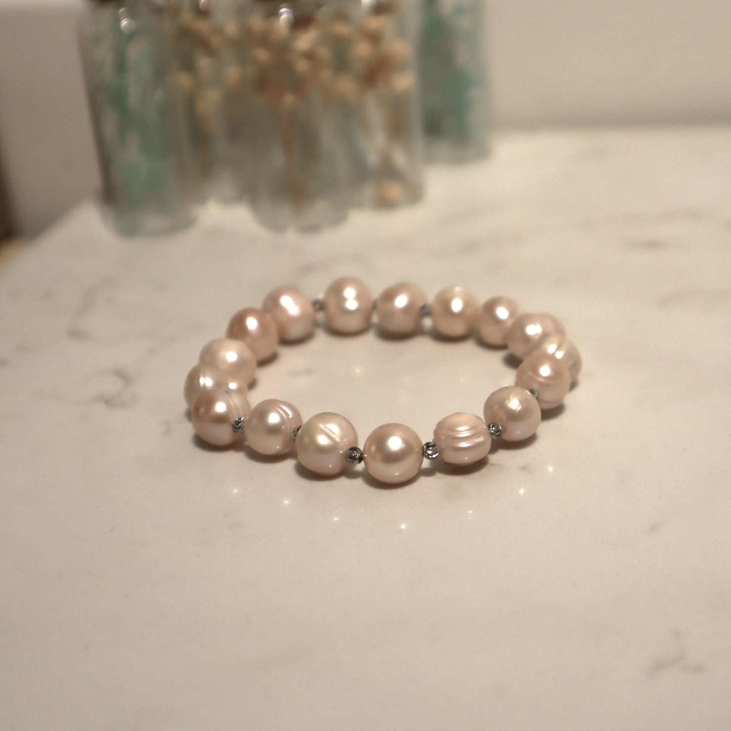 South Sea Cultured Soft Pink Baroque Pearl Bracelet (Tonga) 7-9 mm