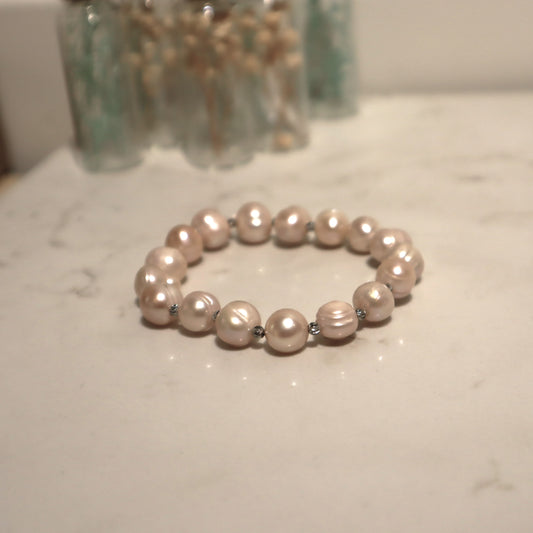 South Sea Cultured Soft Pink Baroque Pearl Bracelet (Tonga) 7-9 mm