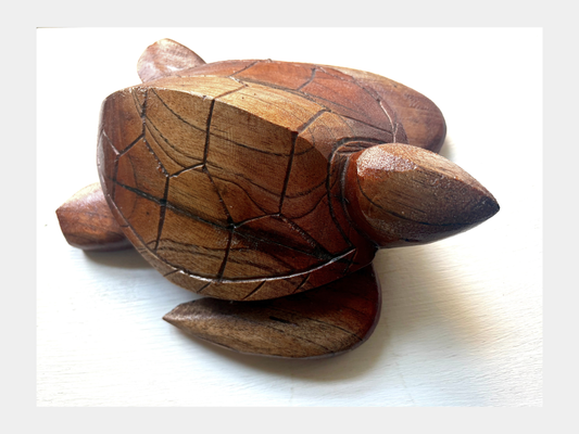Hand-Carved Wooden Sea Turtle