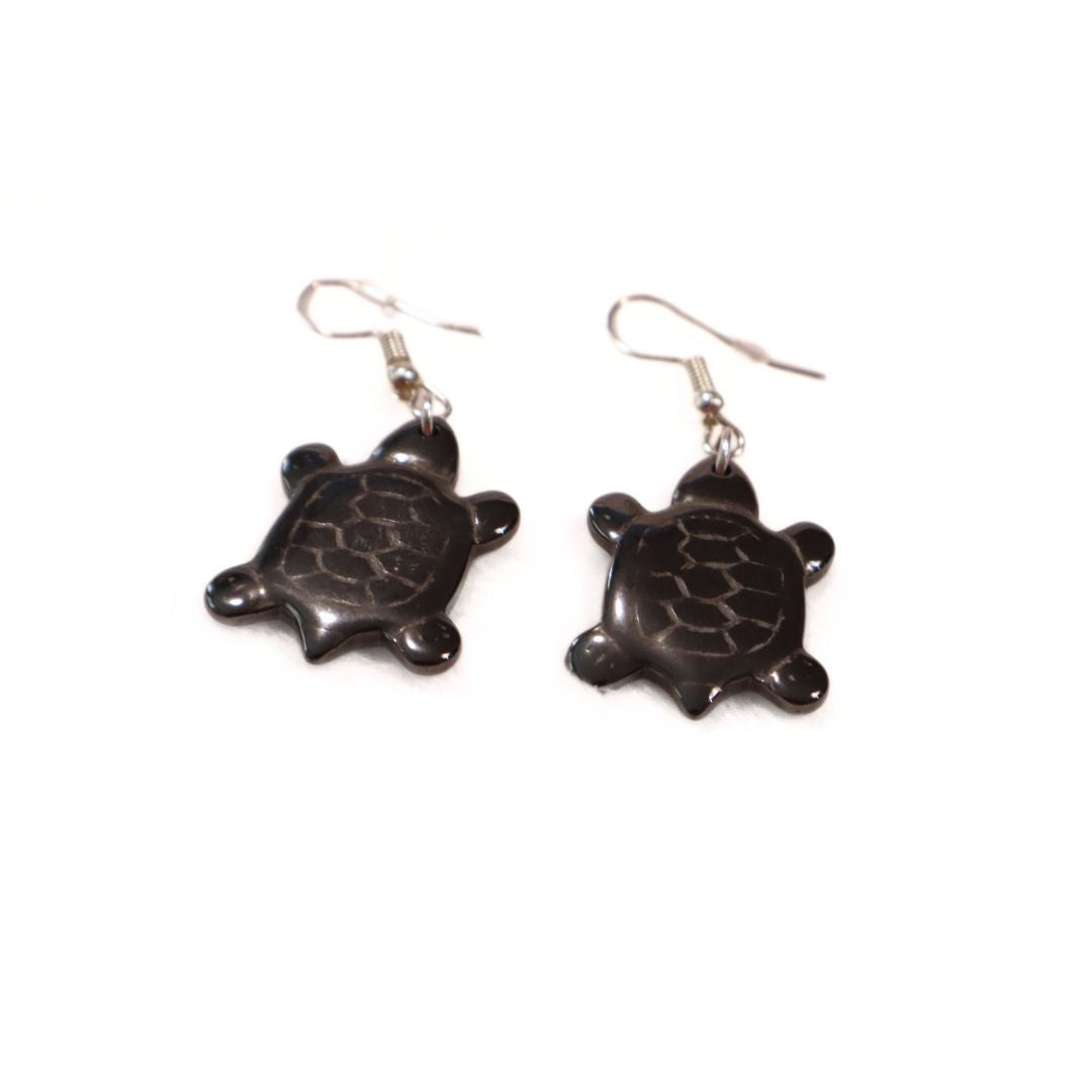 Deep Sea Stone Carved Turtle Earrings