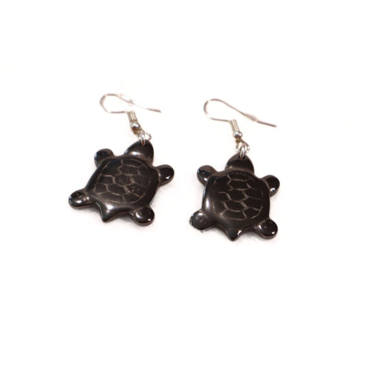 Deep Sea Stone Carved Turtle Earrings