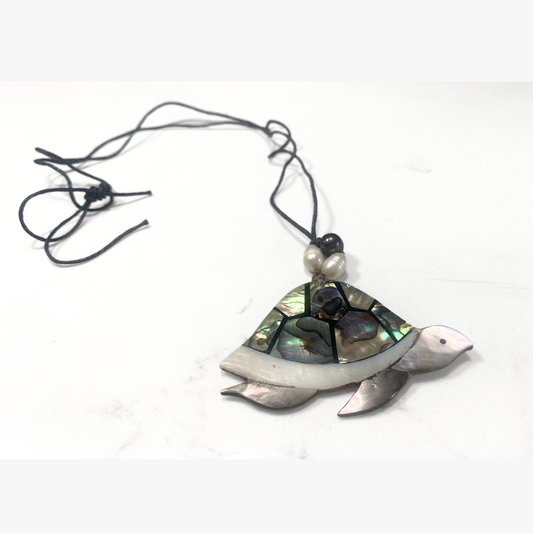 Turtle Shell & Cultured Pearls Pendant