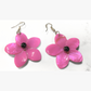 Bright Pink Shell & Black Bead Necklace & Earrings