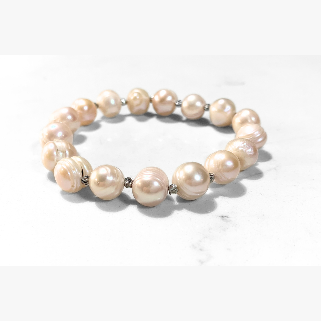 Cultured Soft Pink Baroque Pearl Bracelet 7-9 mm