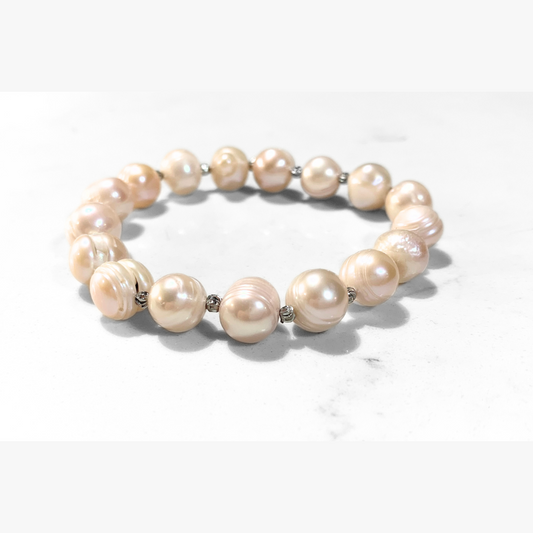 Cultured Soft Pink Baroque Pearl Bracelet 7-9 mm