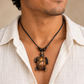 Brown Turtle Pendant (Kahoa Bone) — AI-generated model styling; scale illustrative