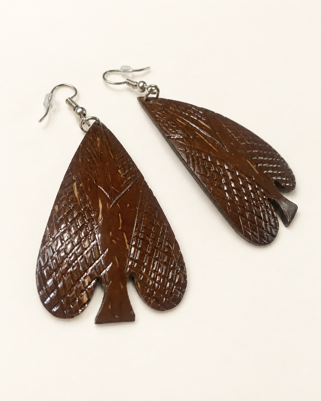Coconut Shell Earrings — AI-restyled studio presentation based on the original product photograph