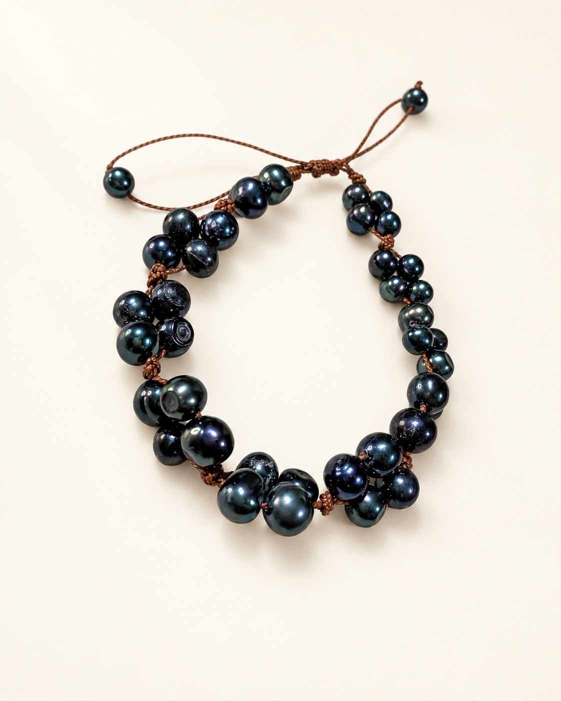 Cultured Black Baroque Pearls Woven Bracelet — AI-restyled studio presentation based on the original product photograph
