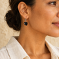 Deep Sea Stone Heart-Shaped Earrings worn by a model - AI-assisted styling illustration; scale is illustrative. Original product photographs are included in the gallery.