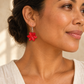 Floral Shell Earrings (Red, Pink, Blue, Black & White) worn by a model - AI-assisted styling illustration; scale is illustrative. Original product photographs are included in the gallery.