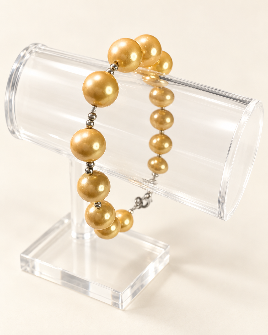 Golden South Sea Cultured  Pearl Bracelet 7-9mm — AI-restyled studio presentation based on the original product photograph