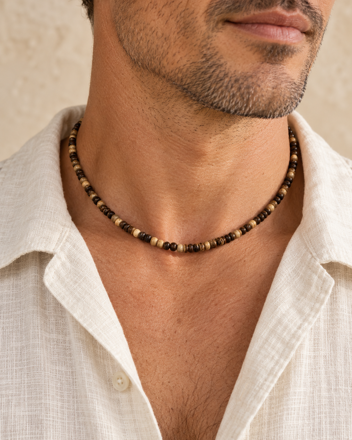 Handcrafted Beaded Necklace — AI-generated model styling; scale illustrative