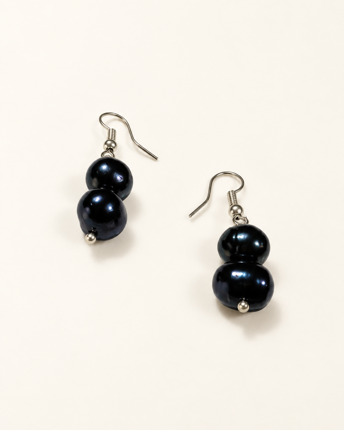 South Sea Cultured Black Pearl 2 Stone Earrings (Tonga) — AI-restyled studio presentation based on the original product photograph
