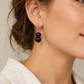 South Sea Cultured Black Pearl 2 Stone Earrings (Tonga) — AI-generated model styling; scale illustrative
